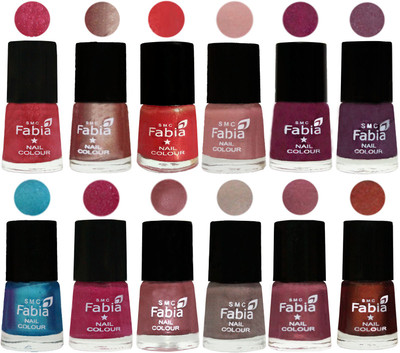 

Fabia Nail Polish Pack of 12(6 Ml Each) Professional Serious Nail Polish Shock Pink Light-Light Nude-Red Orange-Shrimp Pastell-Cherry Blossom-Light Jam-Denim-Hot Magenta-Lip-Light Beige-Dusty Pink-Berry(Pack of 12)