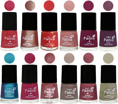 

Fabia Nail Polish Pack of 12(6 Ml Each) Professional Serious Nail Polish Shock Pink Light-Light Nude-Red Orange-Shrimp Pastell-Cherry Blossom-Light Jam-Denim-Hot Magenta-Lip-Light Beige-Dusty Pink-Oyster(Pack of 12)