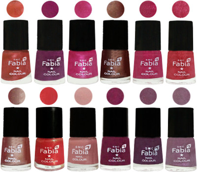 

Fabia Nail Polish Pack of 12(6 Ml Each) Professional Serious Nail Polish Dark Peach-Shock Pink-Pink-Light Coffee-Magenta-Shock Pink Light-Light Nude-Red Orange-Shrimp Pastell-Cherry Blossom-Light Jam-Light Violet(Pack of 12)