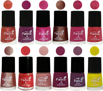 

Fabia Nail Polish Pack of 12(6 Ml Each) Professional Serious Nail Polish Dark Peach-Shock Pink-Pink-Light Coffee-Magenta-Shock Pink Light-Light Nude-Red Orange-Shrimp Pastell-Cherry Blossom-Light Jam-Yellow(Pack of 12)