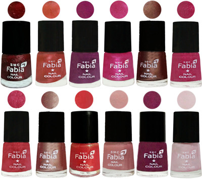 

Fabia Nail Polish Pack of 12(6 Ml Each) Professional Serious Nail Polish Brick Red-Dark Peach-Shock Pink-Pink-Light Coffee-Magenta-Shock Pink Light-Light Nude-Red Orange-Shrimp Pastell-Cherry Blossom-Lychee(Pack of 12)