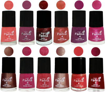 

Fabia Nail Polish Pack of 12(6 Ml Each) Professional Serious Nail Polish Light Peach-Dark Cherry Blossom-Brick Red-Dark Peach-Shock Pink-Pink-Light Coffee-Magenta-Shock Pink Light-Light Nude-Red Orange-Dark Magenta(Pack of 12)