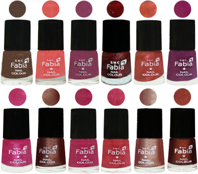 

Fabia Nail Polish Pack of 12(6 Ml Each) Professional Serious Nail Polish Everglade-Light Peach-Dark Cherry Blossom-Brick Red-Dark Peach-Shock Pink-Pink-Light Coffee-Magenta-Shock Pink Light-Light Nude-Berry(Pack of 12)