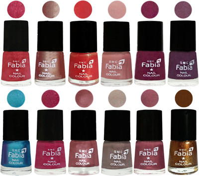 

Fabia Nail Polish Pack of 12(6 Ml Each) Professional Serious Nail Polish Shock Pink Light-Light Nude-Red Orange-Shrimp Pastell-Cherry Blossom-Light Jam-Denim-Hot Magenta-Lip-Light Beige-Dusty Pink-Dark Golden(Pack of 12)