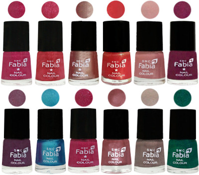 

Fabia Nail Polish Pack of 12(6 Ml Each) Professional Serious Nail Polish Magenta-Shock Pink Light-Light Nude-Red Orange-Shrimp Pastell-Cherry Blossom-Light Jam-Denim-Hot Magenta-Lip-Light Beige-Green(Pack of 12)