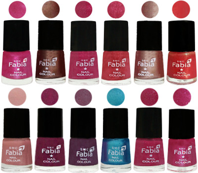 

Fabia Nail Polish Pack of 12(6 Ml Each) Professional Serious Nail Polish Pink-Light Coffee-Magenta-Shock Pink Light-Light Nude-Red Orange-Shrimp Pastell-Cherry Blossom-Light Jam-Denim-Hot Magenta-Light Magenta(Pack of 12)
