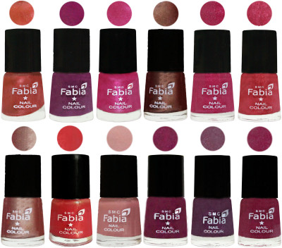 

Fabia Nail Polish Pack of 12(6 Ml Each) Professional Serious Nail Polish Dark Peach-Shock Pink-Pink-Light Coffee-Magenta-Shock Pink Light-Light Nude-Red Orange-Shrimp Pastell-Cherry Blossom-Light Jam-Rose Pink(Pack of 12)