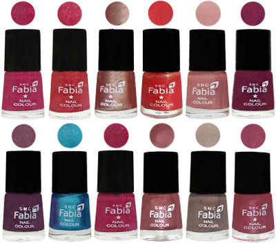 

Fabia Nail Polish Pack of 12(6 Ml Each) Professional Serious Nail Polish Magenta-Shock Pink Light-Light Nude-Red Orange-Shrimp Pastell-Cherry Blossom-Light Jam-Denim-Hot Magenta-Lip-Light Beige-Pink Maroonish(Pack of 12)