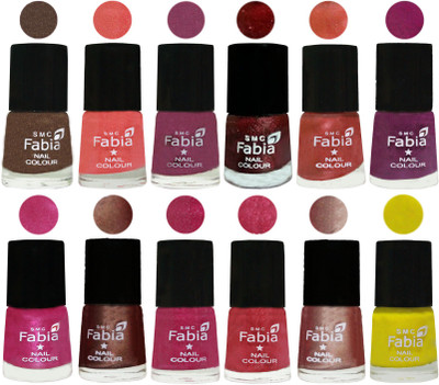 

Fabia Nail Polish Pack of 12(6 Ml Each) Professional Serious Nail Polish Everglade-Light Peach-Dark Cherry Blossom-Brick Red-Dark Peach-Shock Pink-Pink-Light Coffee-Magenta-Shock Pink Light-Light Nude-yellow(Pack of 12)