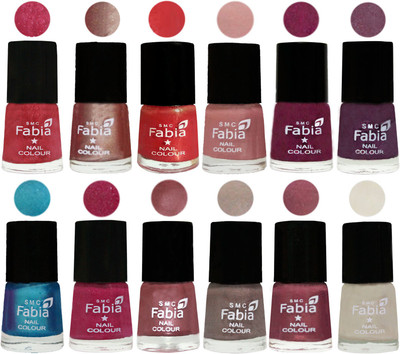 

Fabia Nail Polish Pack of 12(6 Ml Each) Professional Serious Nail Polish Shock Pink Light-Light Nude-Red Orange-Shrimp Pastell-Cherry Blossom-Light Jam-Denim-Hot Magenta-Lip-Light Beige-Dusty Pink-Light Cream(Pack of 12)
