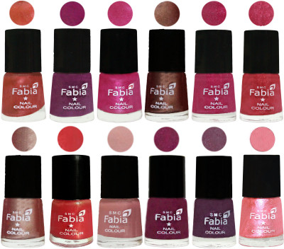 

Fabia Nail Polish Pack of 12(6 Ml Each) Professional Serious Nail Polish Dark Peach-Shock Pink-Pink-Light Coffee-Magenta-Shock Pink Light-Light Nude-Red Orange-Shrimp Pastell-Cherry Blossom-Light Jam-Jerry Peach(Pack of 12)