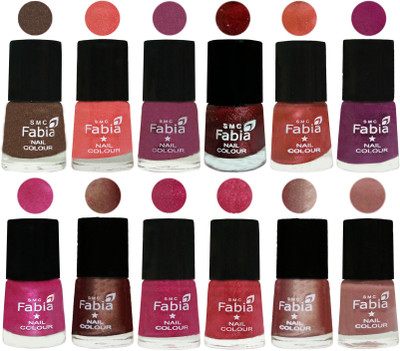 

Fabia Nail Polish Pack of 12(6 Ml Each) Professional Serious Nail Polish Everglade-Light Peach-Dark Cherry Blossom-Brick Red-Dark Peach-Shock Pink-Pink-Light Coffee-Magenta-Shock Pink Light-Light Nude-Nude(Pack of 12)