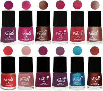 

Fabia Nail Polish Pack of 12(6 Ml Each) Professional Serious Nail Polish Shock Pink-Pink-Light Coffee-Magenta-Shock Pink Light-Light Nude-Red Orange-Shrimp Pastell-Cherry Blossom-Light Jam-Denim-Berry(Pack of 12)