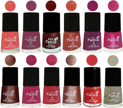 

Fabia Nail Polish Pack of 12(6 Ml Each) Professional Serious Nail Polish Light Peach-Dark Cherry Blossom-Brick Red-Dark Peach-Shock Pink-Pink-Light Coffee-Magenta-Shock Pink Light-Light Nude-Red Orange-Oyster(Pack of 12)