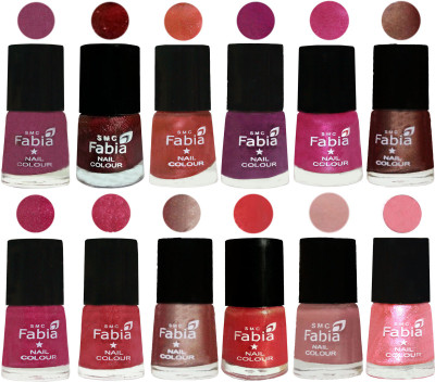 

Fabia Nail Polish Pack of 12(6 Ml Each) Professional Serious Nail Polish Dark Cherry Blossom-Brick Red-Dark Peach-Shock Pink-Pink-Light Coffee-Magenta-Shock Pink Light-Light Nude-Red Orange-Shrimp Pastell-Jerry Peach(Pack of 12)