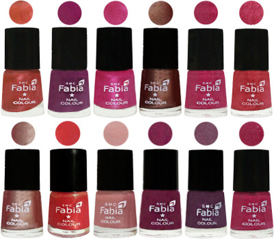 

Fabia Nail Polish Pack of 12(6 Ml Each) Professional Serious Nail Polish Dark Peach-Shock Pink-Pink-Light Coffee-Magenta-Shock Pink Light-Light Nude-Red Orange-Shrimp Pastell-Cherry Blossom-Light Jam-Hot Magenta(Pack of 12)