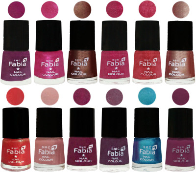 

Fabia Nail Polish Pack of 12(6 Ml Each) Professional Serious Nail Polish Shock Pink-Pink-Light Coffee-Magenta-Shock Pink Light-Light Nude-Red Orange-Shrimp Pastell-Cherry Blossom-Light Jam-Denim-Light purple(Pack of 12)
