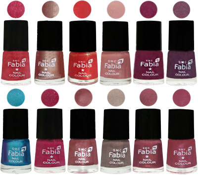 

Fabia Nail Polish Pack of 12(6 Ml Each) Professional Serious Nail Polish Shock Pink Light-Light Nude-Red Orange-Shrimp Pastell-Cherry Blossom-Light Jam-Denim-Hot Magenta-Lip-Light Beige-Dusty Pink-Pink Maroonish(Pack of 12)