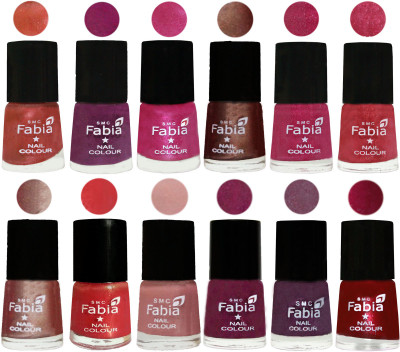 

Fabia Nail Polish Pack of 12(6 Ml Each) Professional Serious Nail Polish Dark Peach-Shock Pink-Pink-Light Coffee-Magenta-Shock Pink Light-Light Nude-Red Orange-Shrimp Pastell-Cherry Blossom-Light Jam-Dark Magenta(Pack of 12)