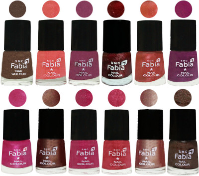 

Fabia Nail Polish Pack of 12(6 Ml Each) Professional Serious Nail Polish Everglade-Light Peach-Dark Cherry Blossom-Brick Red-Dark Peach-Shock Pink-Pink-Light Coffee-Magenta-Shock Pink Light-Light Nude-Dark Brown(Pack of 12)
