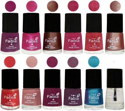 

Fabia Nail Polish Pack of 12(6 Ml Each) Professional Serious Nail Polish Shock Pink-Pink-Light Coffee-Magenta-Shock Pink Light-Light Nude-Red Orange-Shrimp Pastell-Cherry Blossom-Light Jam-Denim-Top Coat(Pack of 12)