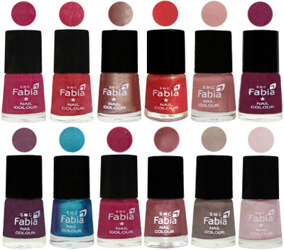 

Fabia Nail Polish Pack of 12(6 Ml Each) Professional Serious Nail Polish Magenta-Shock Pink Light-Light Nude-Red Orange-Shrimp Pastell-Cherry Blossom-Light Jam-Denim-Hot Magenta-Lip-Light Beige-Lychee(Pack of 12)