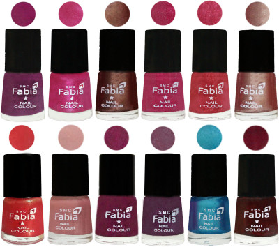 

Fabia Nail Polish Pack of 12(6 Ml Each) Professional Serious Nail Polish Shock Pink-Pink-Light Coffee-Magenta-Shock Pink Light-Light Nude-Red Orange-Shrimp Pastell-Cherry Blossom-Light Jam-Denim-Royal Red(Pack of 12)