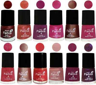 

Fabia Nail Polish Pack of 12(6 Ml Each) Professional Serious Nail Polish Brick Red-Dark Peach-Shock Pink-Pink-Light Coffee-Magenta-Shock Pink Light-Light Nude-Red Orange-Shrimp Pastell-Cherry Blossom-Dark Purple(Pack of 12)