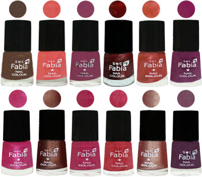 

Fabia Nail Polish Pack of 12(6 Ml Each) Professional Serious Nail Polish Everglade-Light Peach-Dark Cherry Blossom-Brick Red-Dark Peach-Shock Pink-Pink-Light Coffee-Magenta-Shock Pink Light-Light Nude-Light Jam(Pack of 12)