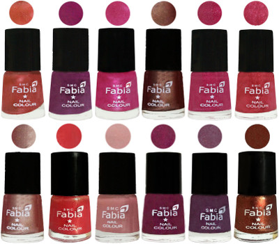 

Fabia Nail Polish Pack of 12(6 Ml Each) Professional Serious Nail Polish Dark Peach-Shock Pink-Pink-Light Coffee-Magenta-Shock Pink Light-Light Nude-Red Orange-Shrimp Pastell-Cherry Blossom-Light Jam-Light Jerry Coffee(Pack of 12)