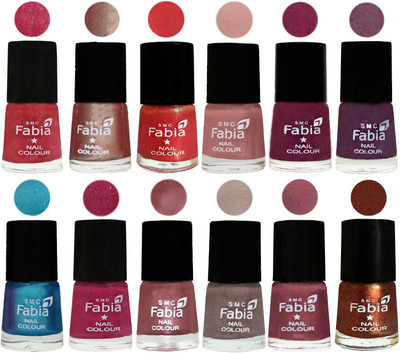 

Fabia Nail Polish Pack of 12(6 Ml Each) Professional Serious Nail Polish Shock Pink Light-Light Nude-Red Orange-Shrimp Pastell-Cherry Blossom-Light Jam-Denim-Hot Magenta-Lip-Light Beige-Dusty Pink-Light Jerry Coffee(Pack of 12)