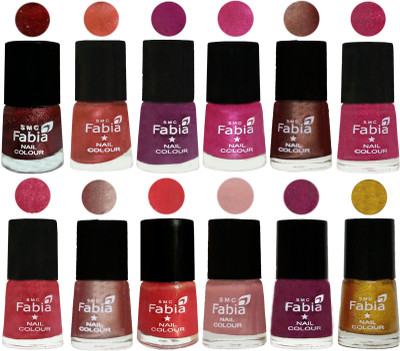 

Fabia Nail Polish Pack of 12(6 Ml Each) Professional Serious Nail Polish Brick Red-Dark Peach-Shock Pink-Pink-Light Coffee-Magenta-Shock Pink Light-Light Nude-Red Orange-Shrimp Pastell-Cherry Blossom-Jerry Golden(Pack of 12)