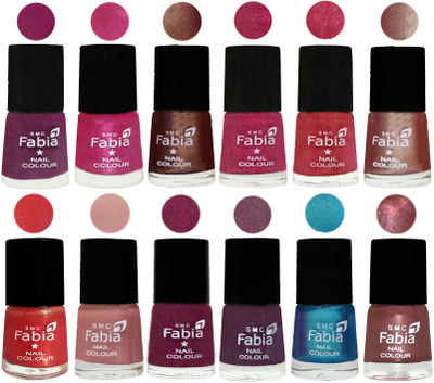 

Fabia Nail Polish Pack of 12(6 Ml Each) Professional Serious Nail Polish Shock Pink-Pink-Light Coffee-Magenta-Shock Pink Light-Light Nude-Red Orange-Shrimp Pastell-Cherry Blossom-Light Jam-Denim-Dark Red Chrome(Pack of 12)