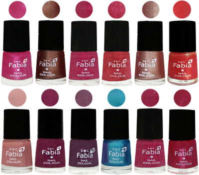 

Fabia Nail Polish Pack of 12(6 Ml Each) Professional Serious Nail Polish Pink-Light Coffee-Magenta-Shock Pink Light-Light Nude-Red Orange-Shrimp Pastell-Cherry Blossom-Light Jam-Denim-Hot Magenta-Cherry Pink(Pack of 12)
