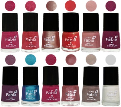 

Fabia Nail Polish Pack of 12(6 Ml Each) Professional Serious Nail Polish Magenta-Shock Pink Light-Light Nude-Red Orange-Shrimp Pastell-Cherry Blossom-Light Jam-Denim-Hot Magenta-Lip-Light Beige-White(Pack of 12)