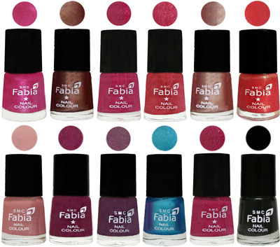 

Fabia Nail Polish Pack of 12(6 Ml Each) Professional Serious Nail Polish Pink-Light Coffee-Magenta-Shock Pink Light-Light Nude-Red Orange-Shrimp Pastell-Cherry Blossom-Light Jam-Denim-Hot Magenta-Black(Pack of 12)