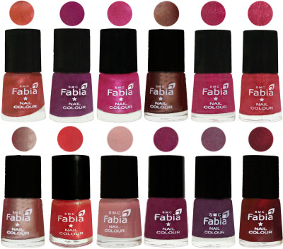 

Fabia Nail Polish Pack of 12(6 Ml Each) Professional Serious Nail Polish Dark Peach-Shock Pink-Pink-Light Coffee-Magenta-Shock Pink Light-Light Nude-Red Orange-Shrimp Pastell-Cherry Blossom-Light Jam-Maroon(Pack of 12)