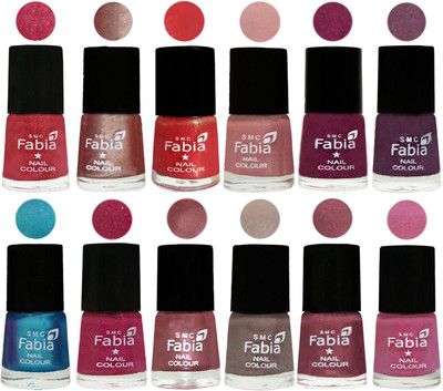 

Fabia Nail Polish Pack of 12(6 Ml Each) Professional Serious Nail Polish Shock Pink Light-Light Nude-Red Orange-Shrimp Pastell-Cherry Blossom-Light Jam-Denim-Hot Magenta-Lip-Light Beige-Dusty Pink-Light Plum(Pack of 12)