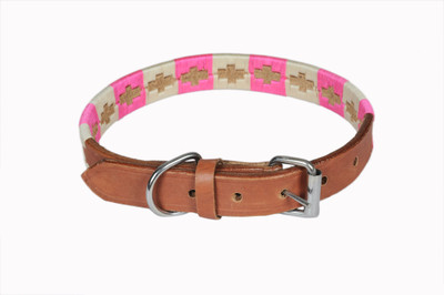 

skora 100% Geniune leather Fancy Stiched Handmade Dog collar For Medium Breed Dog (neck Size: 16.5- 20Inch). Plain Dog Collar Charm(Multicolor, Other)