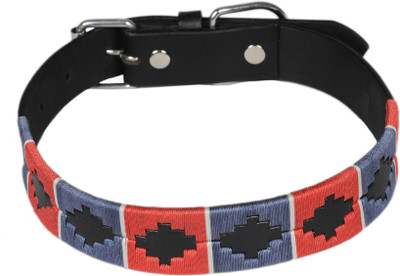 

skora 100% Genuine High Quality Leather Dog collar with Fancy handmade stiching for  Size Dog(neck Size: 19-24 Inch). Dog Show Collar(, black