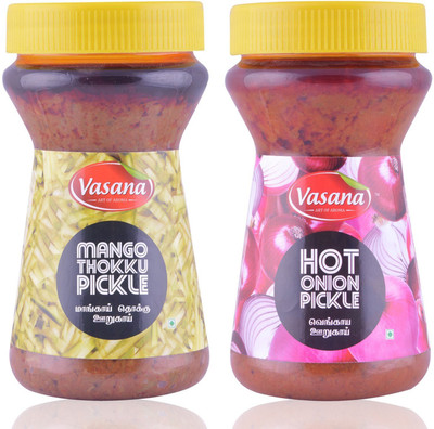 

Vasana Mango Thokku Pickle and Hot Onion pickle Combo Mango, Onion Pickle(600 g, Pack of2)