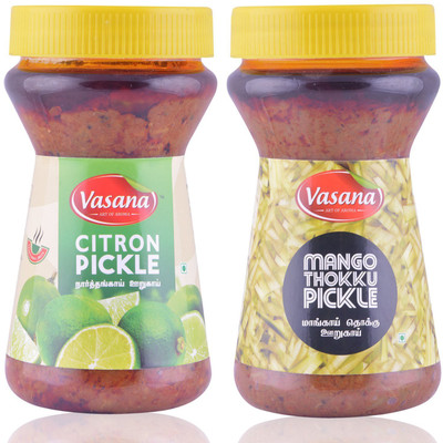 

Vasana Citron Pickle and Mango Thokku Pickle Combo Mango Pickle(600 g, Pack of2)
