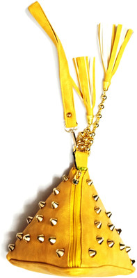 Generic Triangle shaped bag with metal spokes and fashion accessory Wristlet(Khaki)