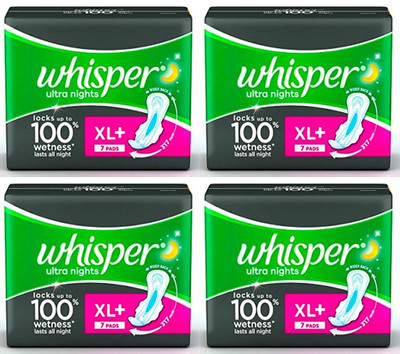 

Whisper Ultra Nights - 7 pad Sanitary Pad(Pack of 4)