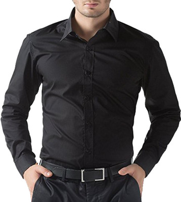Trendz Deeksha Men Solid Casual Black Shirt