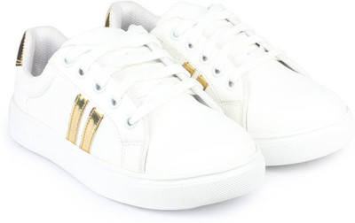 ORICUM White-765 Sneakers For Women(White, Gold)