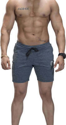omtex Solid Men Grey Sports Shorts