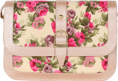 

LaCarlo Women Pink Leatherette, Cotton Sling Bag