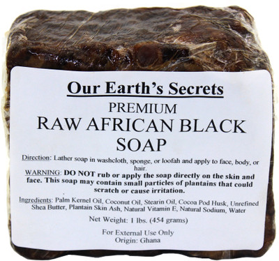

Our Earth's Secrets Raw African Black Soap, 1 lb.(454 g)