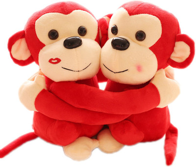 

Babique Monkey's Cuddly Couple Soft Toys Plush Stuffed Teddy Bear for Kids Birthday Gift - 25 cm(Red)